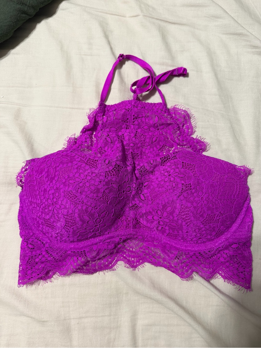 PINK Victoria's Secret Magenta Lace Halter Bralette